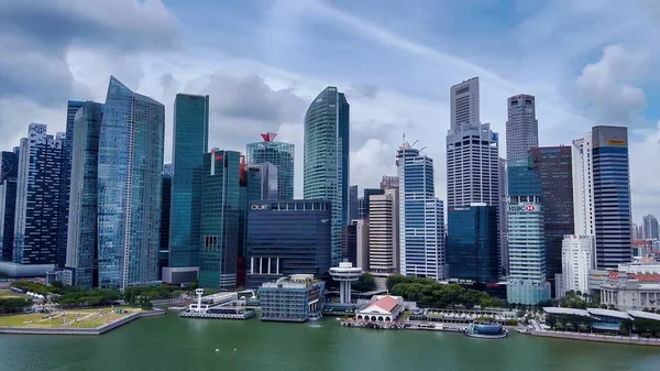 Singapore January 2020 Aerial View Marina Bay Area Skyscrapers — Stock Photo, Image