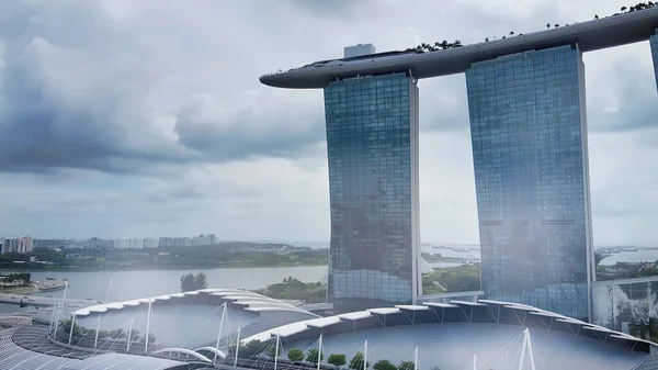 Singapore Januari 2020 Luchtfoto Van Marina Bay Area Met Wolkenkrabbers — Stockfoto