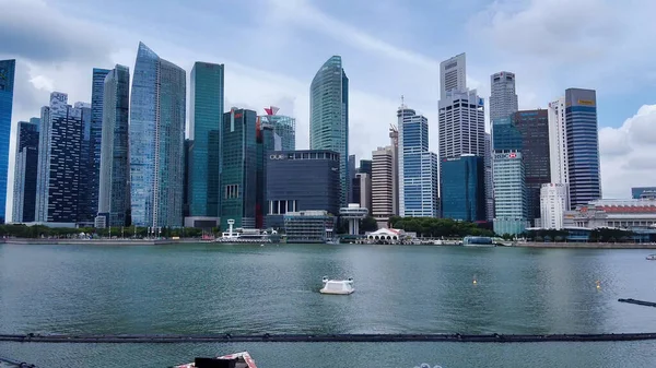 Singapore Januari 2020 Luchtfoto Van Marina Bay Area Met Wolkenkrabbers — Stockfoto