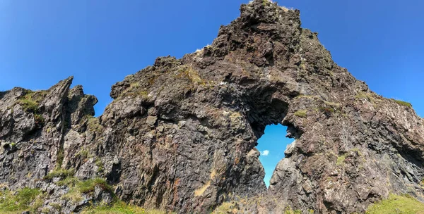Джупалонсандур Black Beach Rocks Панорамный Вид Исландия Летний Сезон — стоковое фото