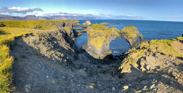 Blick Auf Die Küste Von Arnarstapi Island Snaefellsnes Rockt Sommer — Stockfoto