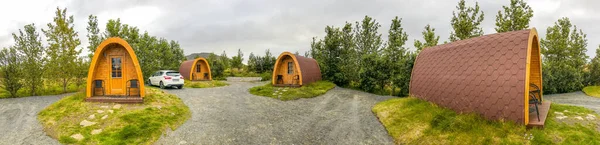 Hvanneyri Iceland August 2019 Fossatun Wooden Homes Middle Natural Landscape — Stock Photo, Image