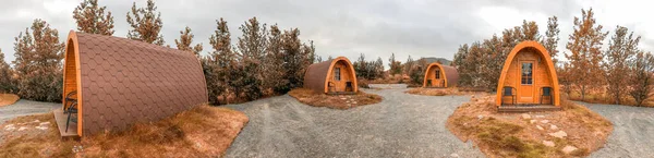 Geweldige Houten Huizen Van Ijsland Het Najaar Natuurlijke Omgeving — Stockfoto