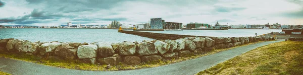 Влітку Мальовничому Узбережжі Рейк Явіка Ісландія Панорамний Вид — стокове фото
