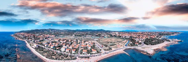 Vista Aérea Incrível Livorno Lungomare Famosa Cidade Toscana Costa Italiana — Fotografia de Stock