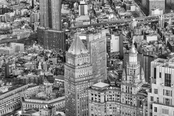 Vista Aérea Espetacular Horizonte Manhattan Uma Bela Noite Nova York — Fotografia de Stock