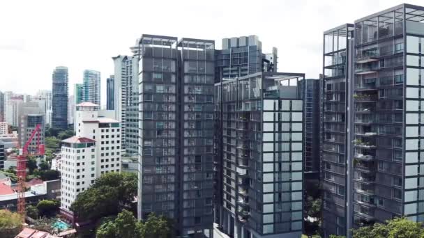 Vista aérea del horizonte de Singapur desde Emerald Hill Road. Movimiento lento — Vídeo de stock