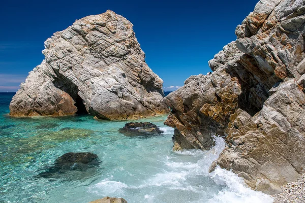 Amazing Rocks Crystal Clear Waters Elba Island Italy Sansone Beach — Stock Photo, Image