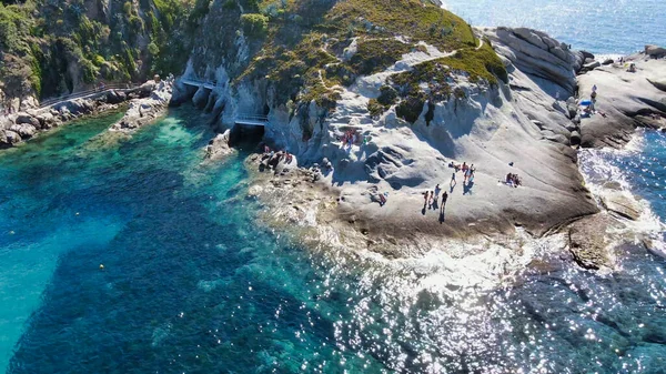 Letecký Pohled Pláž Sant Andrea Ostrově Elba Itálie — Stock fotografie