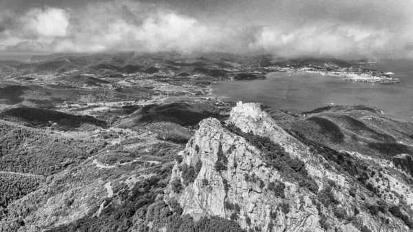 Остров Эльба Италия Удивительный Вид Дрона Горы Ландшафт — стоковое фото