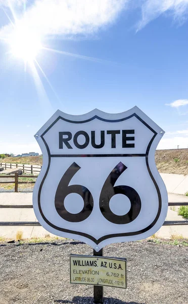 Berühmtes Schwarz Weiß Schild Der Route Williams Arizona — Stockfoto