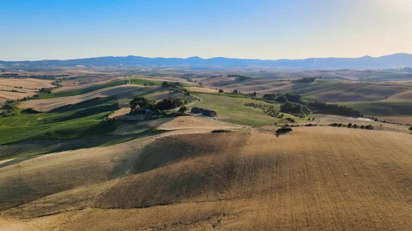 Bovengronds Uitzicht Lavendelvelden Het Platteland Zomerseizoen Drone Uitkijkpunt — Stockfoto