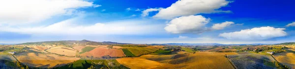 Vista Aérea Panorámica Las Colinas Toscana Temporada Verano Italia —  Fotos de Stock