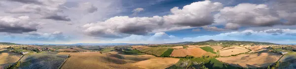Πανοραμική Εναέρια Άποψη Της Τοσκάνης Hills Κατά Θερινή Περίοδο Ιταλία — Φωτογραφία Αρχείου