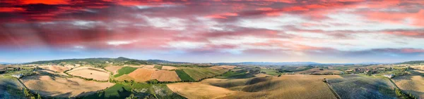 Campagnes Toscane Vue Aérienne Des Collines Saison Estivale Italie — Photo