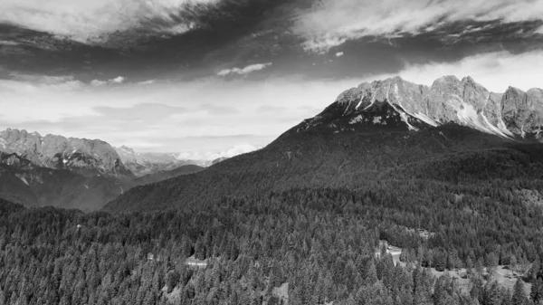 Lago Alpin Estate Circondato Una Bellissima Foresta Sopraelevata Vista Aerea — Foto Stock