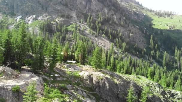 Vista aérea do Lago Jenny no Parque Nacional Grand Teton — Vídeo de Stock