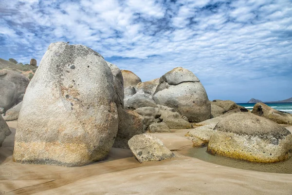 Enormes Bolders Laranja Squeaky Beach Wilsons Promontory Victoria Austrália — Fotografia de Stock
