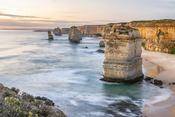 Vista Pôr Sol Doze Apóstolos Longo Great Ocean Road Austrália — Fotografia de Stock