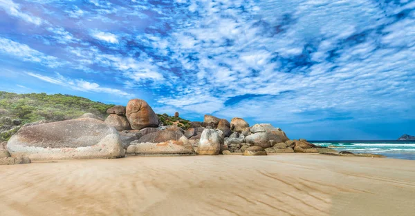 Wilsons Promontory Beach Zaokrąglonymi Skałami Squeaky Beach Victoria Australia — Zdjęcie stockowe