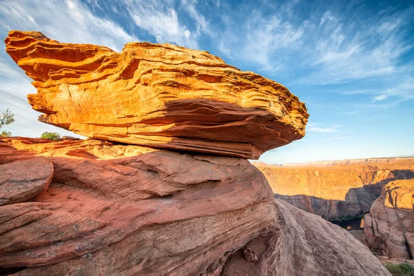 Woestijn Met Rotsen Blauwe Lucht Bij Zonsondergang Horseshoe Bend — Stockfoto