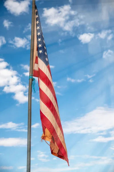 American Flag Blue Sky Landscape Usa — Stock Photo, Image