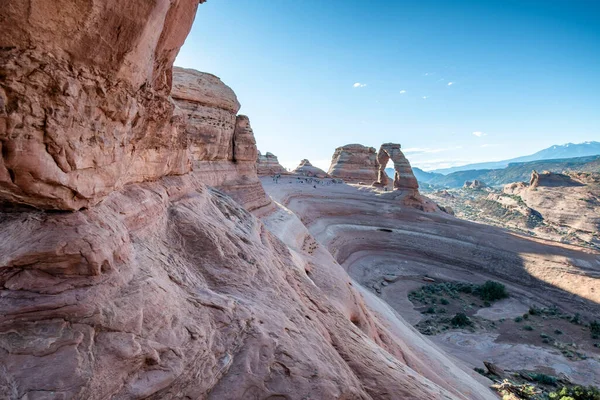 Der Zarte Bogen Eingerahmt Von Felsen Utah — Stockfoto