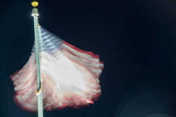 Long Exposure American Flag Waving Night Mount Rushmore Usa — Stock Photo, Image