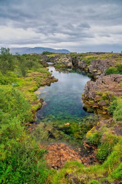 Thingvellir Ulusal Parkı yaz mevsiminde, İzlanda.