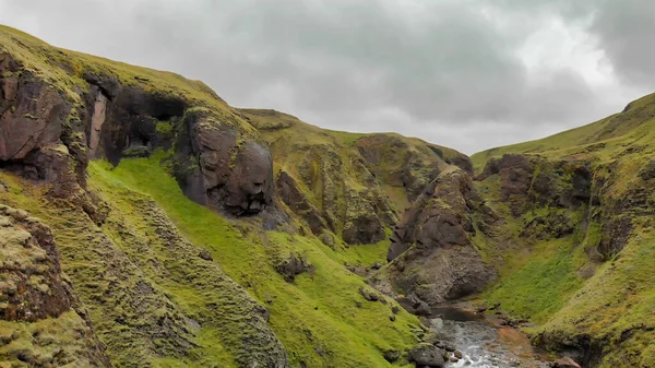 Cascate Stjornarfoss Nella Stagione Estiva Splendida Vista Aerea Islanda Paesaggio — Foto Stock