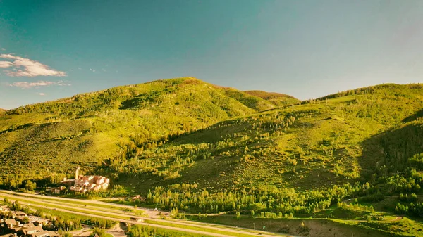 Vista Aérea Los Hoteles Vail Casas Ciudad Colorado — Foto de Stock