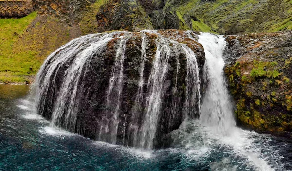 Stjornarfoss Cachoeiras Temporada Verão Vista Aérea Incrível Islândia Paisagem Natural — Fotografia de Stock