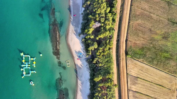 海岸線 海とビーチの上空からの眺め パノラマビュー — ストック写真