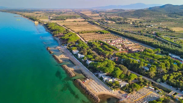 Erstaunliche Luftaufnahme Der Toskanischen Küste Der Sommersaison Italien — Stockfoto