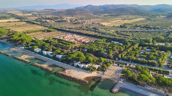 Erstaunliche Luftaufnahme Der Toskanischen Küste Der Sommersaison Italien — Stockfoto