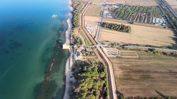 Vista Aérea Incrível Costa Toscana Temporada Verão Itália — Fotografia de Stock