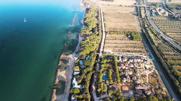 Vue Aérienne Imprenable Sur Côte Toscane Italie Depuis Drone — Photo