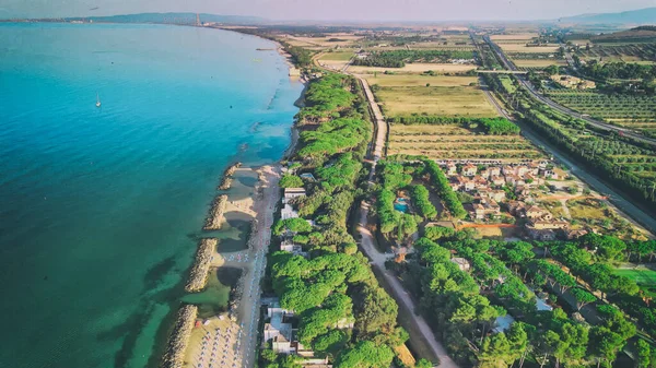 Amazing Aerial View Tuscany Coastline Italy Drone — Stock Photo, Image