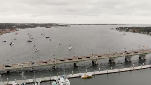 St. Augustine, Florida. Veduta aerea dello skyline al tramonto primaverile — Video Stock