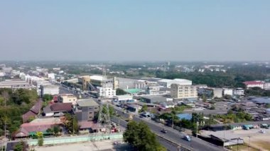 Bangkok, Tayland yakınlarındaki Wat Samphran Ejder Tapınağı. İHA 'dan havadan panoramik görüntü