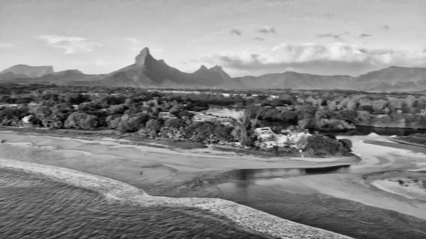 Incredibile Vista Aerea Panoramica Mauritius Tramonto — Foto Stock