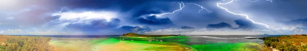 Aerial Panoramic View Mauritius Island Storm — Stock Photo, Image