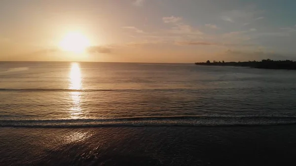 Mauritius Flic Flac Beach Ten Gün Batımındaki Hava Görüntüsü — Stok fotoğraf