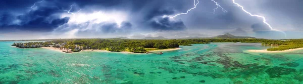 Aerial Panoramic View Mauritius Gabriel Island Storm — Stock Photo, Image