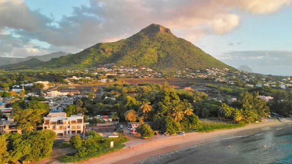 Úžasný Panoramatický Pohled Mauricius Při Západu Slunce — Stock fotografie