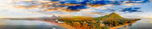 Gün Batımında Mauritius Inanılmaz Panoramik Hava Manzarası — Stok fotoğraf