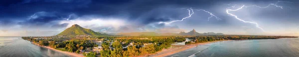Veduta Aerea Panoramica Dell Isola Mauritius Durante Una Tempesta — Foto Stock