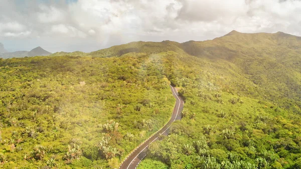 Prachtige Heuvels Van Mauritius Eiland Uitzicht Vanuit Lucht — Stockfoto