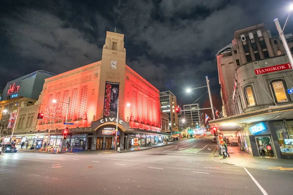 Auckland New Zealand Ağustos 2018 Güzel Bir Gecede Şehrin Sokakları — Stok fotoğraf