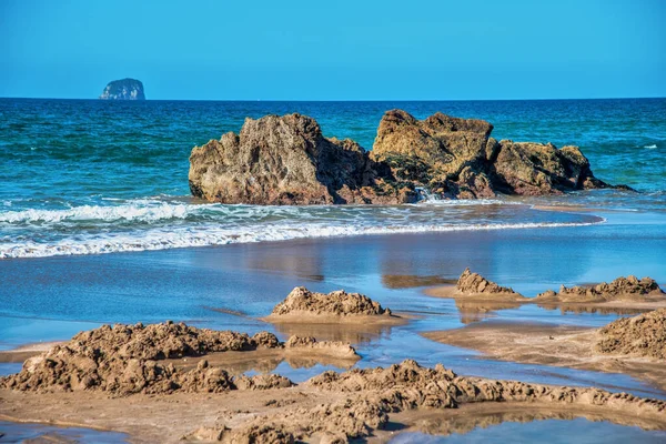 Niesamowity Widok Lotu Ptaka Wyspy Coromandel Szlaku Cathedral Cove — Zdjęcie stockowe